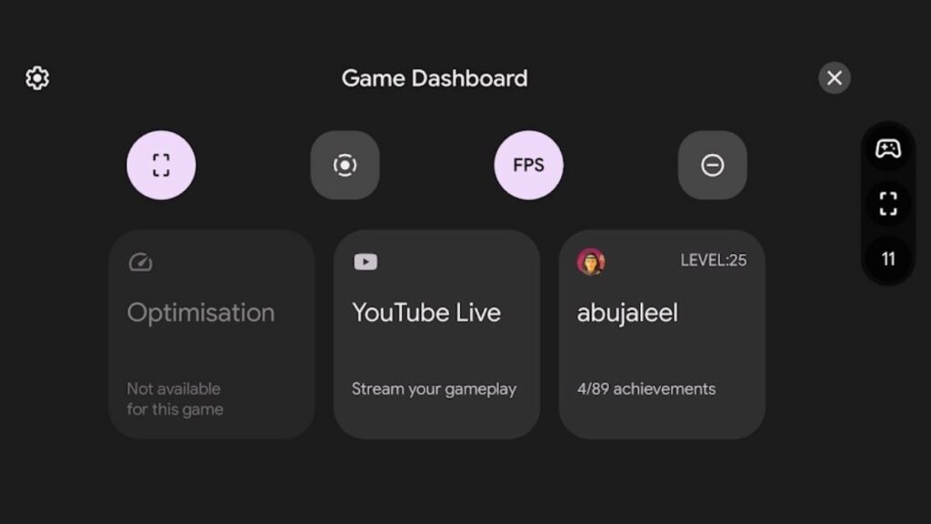 Enable game dashboard on Android 12