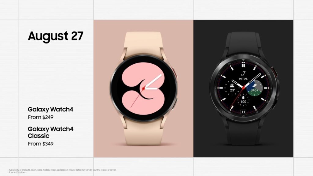 Samsung Galaxy watch 4 pricing and availability