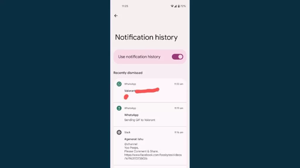 android 12 chat notification history