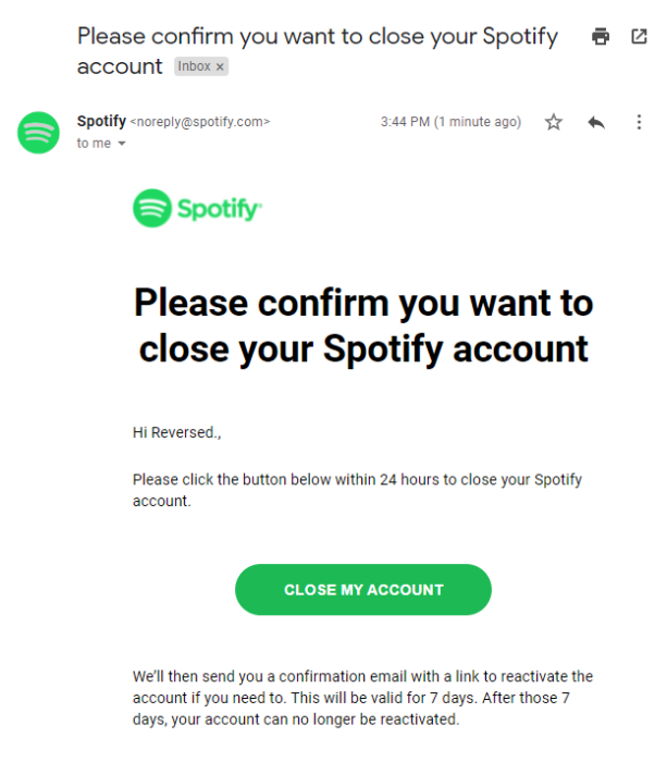 account deletion confirmation email