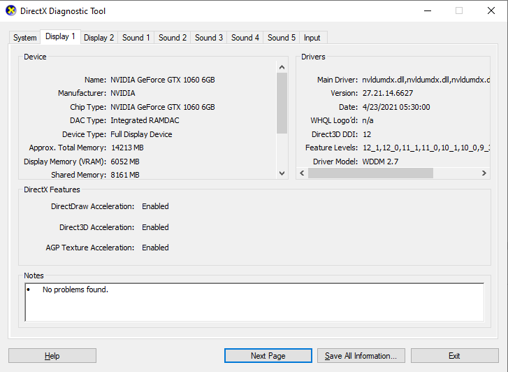 gpu details in directx tool