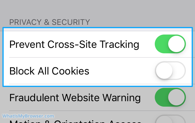 enable cookies in iphone