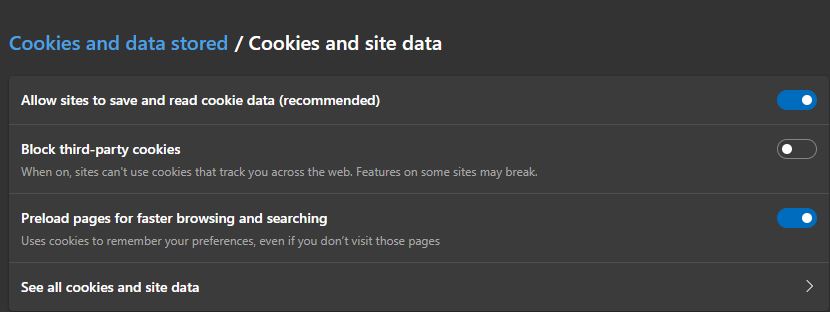 enable cookies in microsoft edge