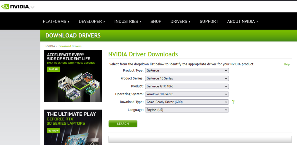nvidia driver website
