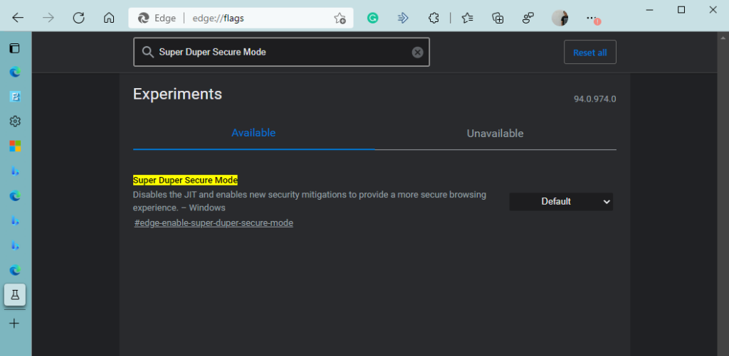 edge super duper secure mode