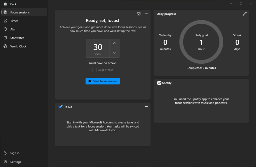 2 Focus Assist Dashboard