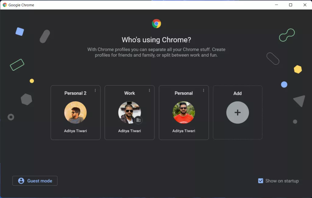 Google Chrome Manage Profiles