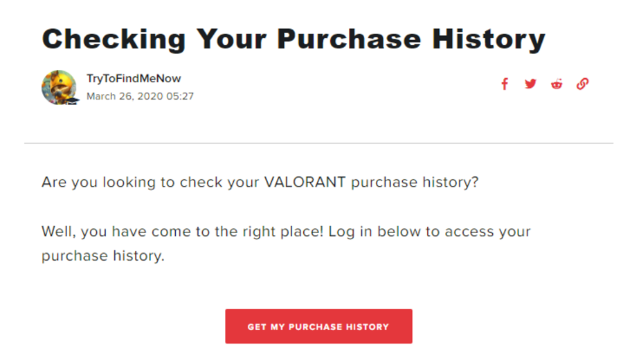 Valorant purchase history