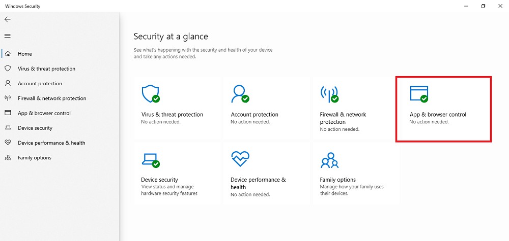 windows defender app and browser control