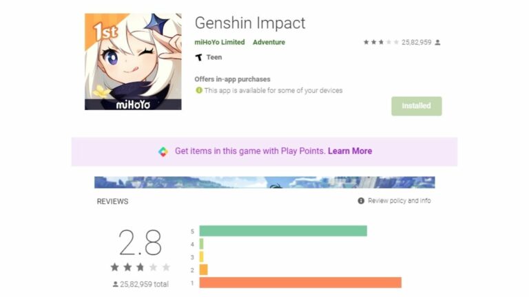 genshin rating play store