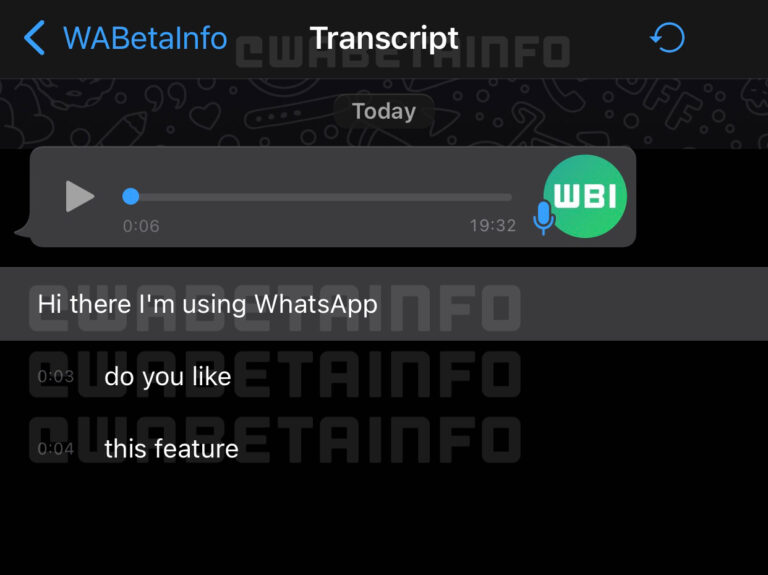 whatsapp voice message transcript feature