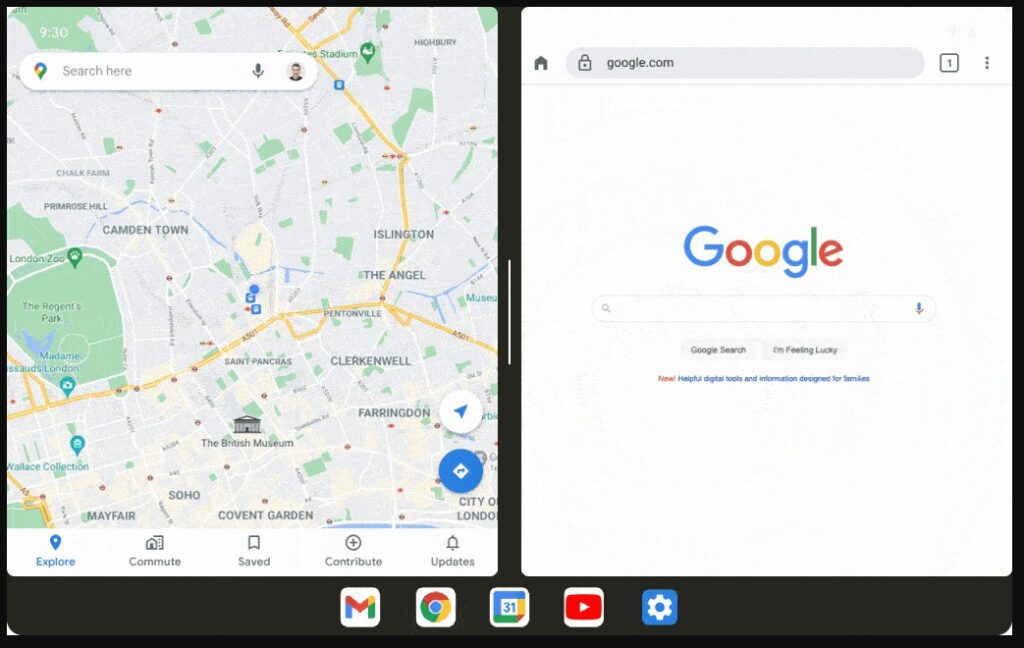 Android 12L Split Screen View