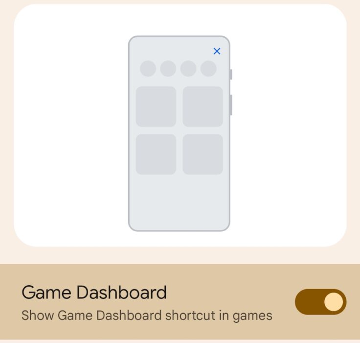 Game dashboard on Android 12