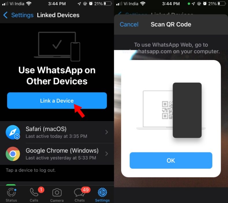 Link A Device on WhatsApp Multidevice