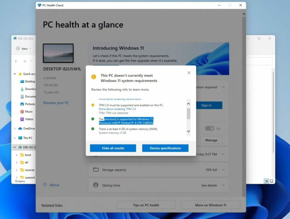 PC Health Check Pentium 4 661 Windows 11