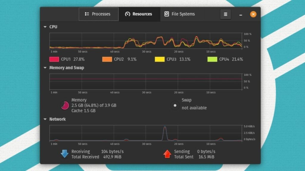 Pop!_OS system resources monitor