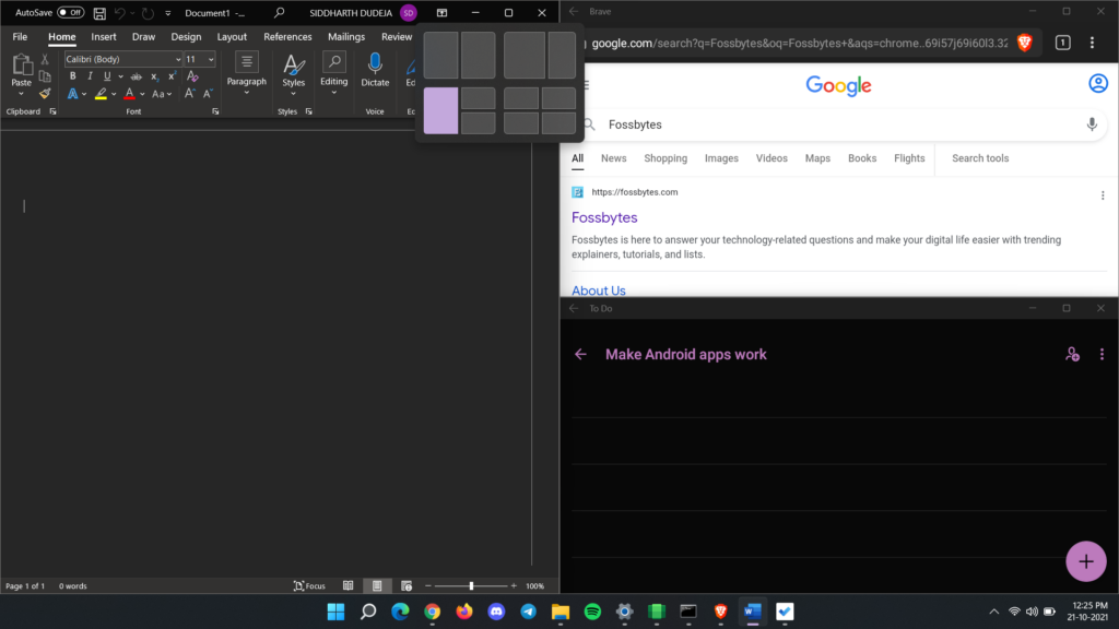 android apps running with windows 11 apps