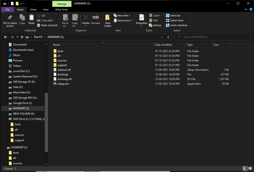 copying files to the ntfs partition