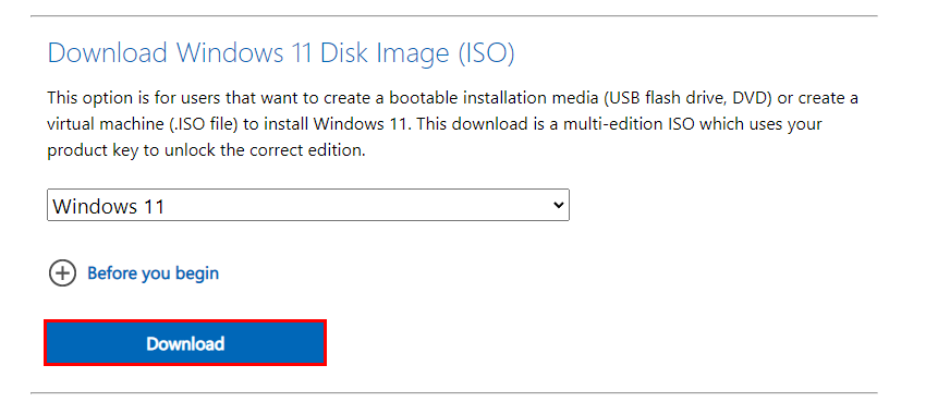 download windows 11 option