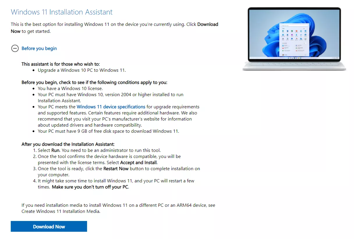 download the new for android Windows 11 Installation Assistant 1.4.19041.3630