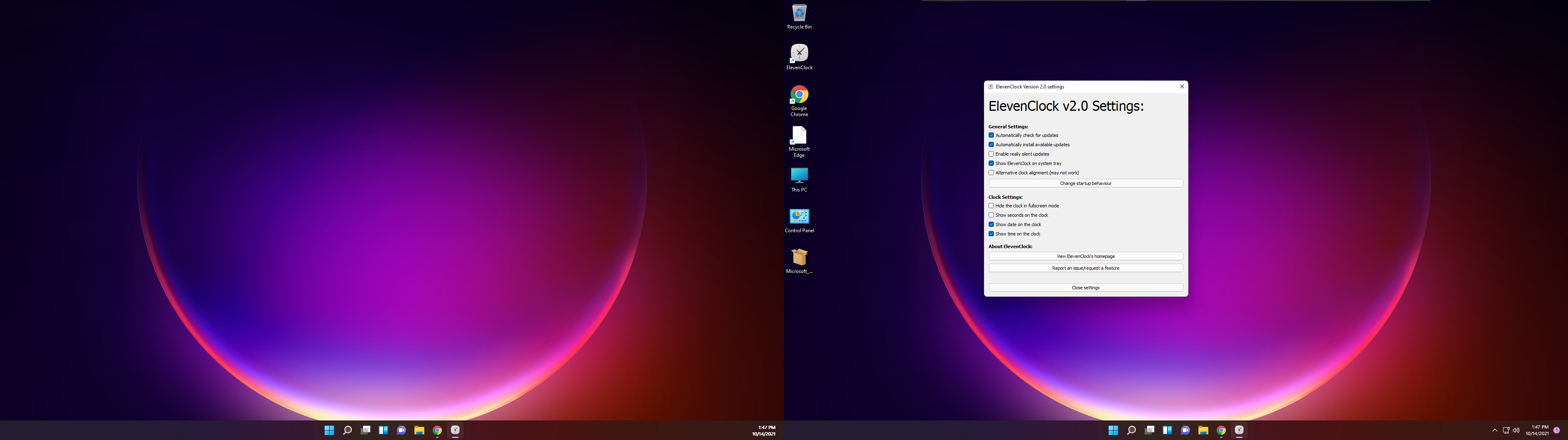 taskbar clock on second monitor