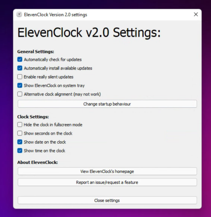 configure elevenclock