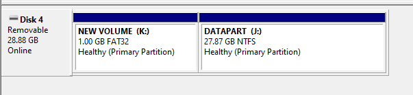 new usb drive partitions