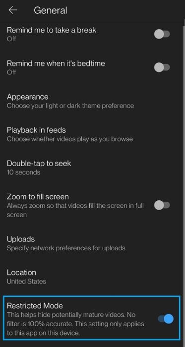 restricted mode on youtube