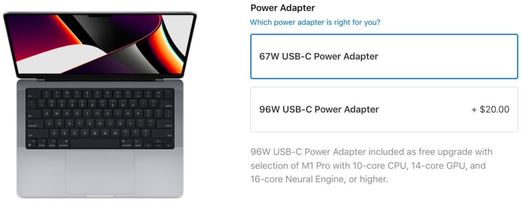 96-watt power adapter for MacBook Pro 14- Apple charging ecosystem