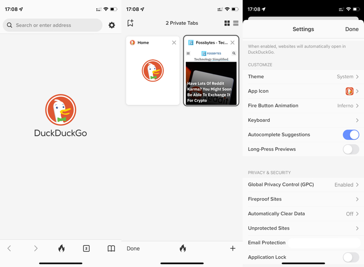 DuckDuckGo browser- best iPhone browser