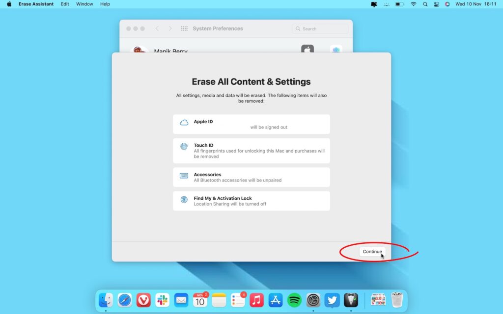 Erase All content and settings on mac-4