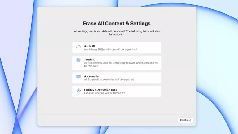 How to Erase all content and settings on mac