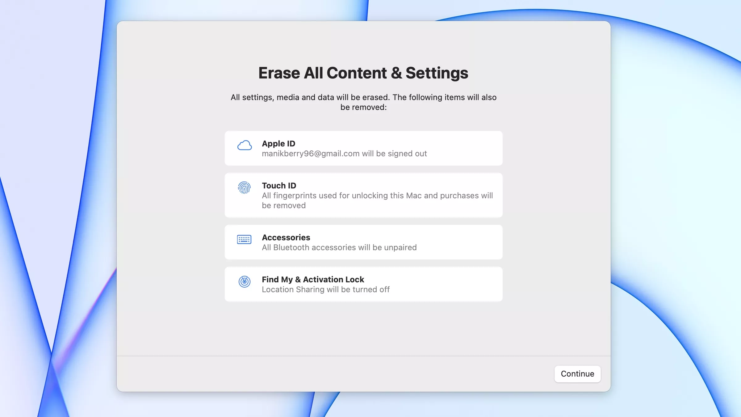 How to Erase all content and settings on mac