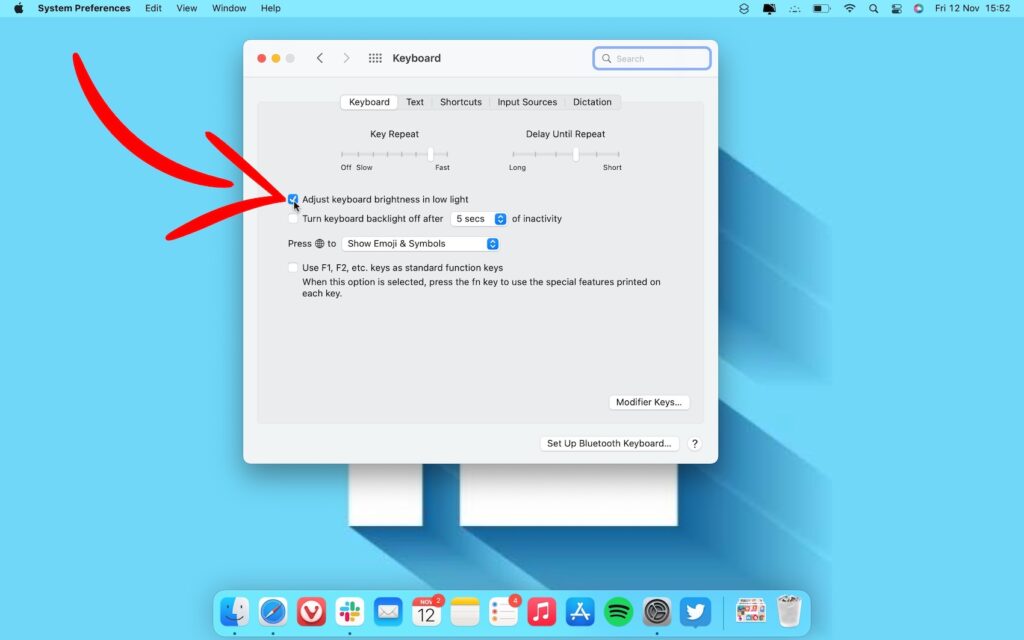 Keyboard backlight settings on mac- 2