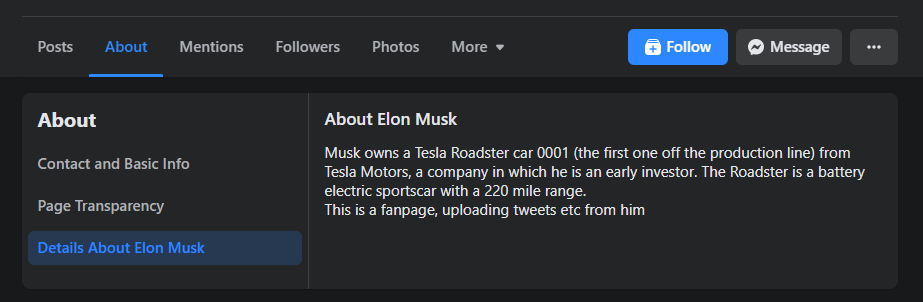 elon musk page about