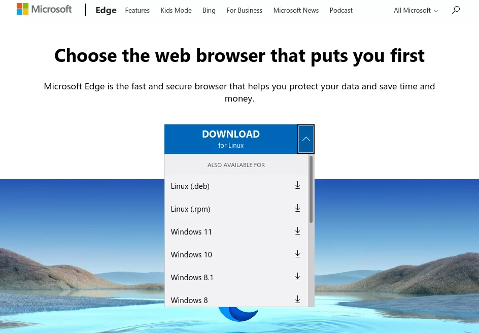 Download Microsoft edge on Ubuntu