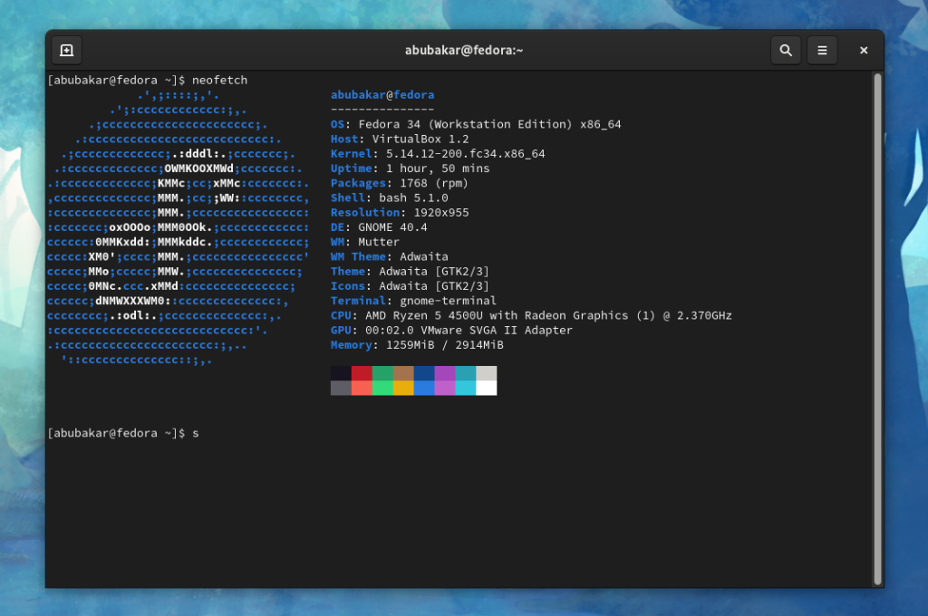 Linux terminal fedora