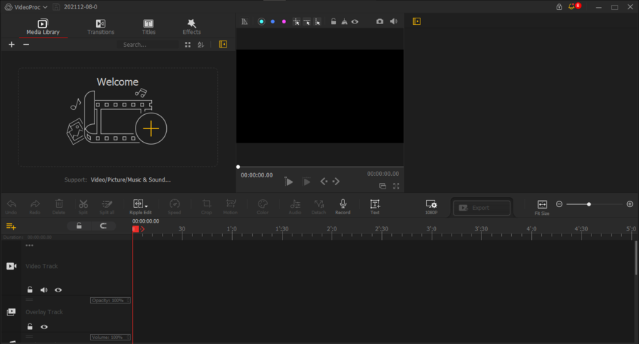 VideoProc editor layout