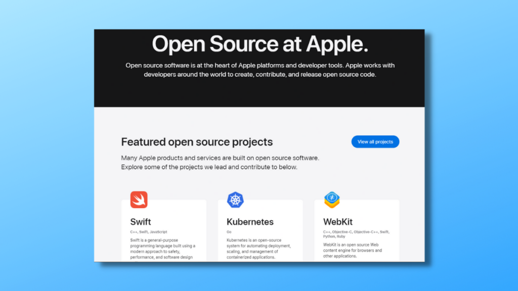 Apple's Redesigned Website Showcases Open Source Projects & Contributions