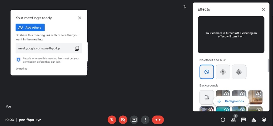 google meet visual effects library to blur and change background