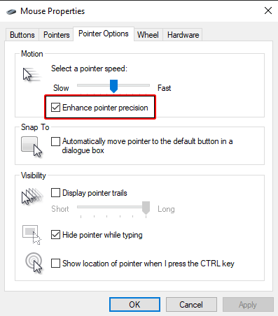 pointer precision setting