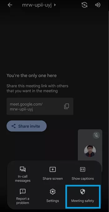 google meet meeting safety setting on phone