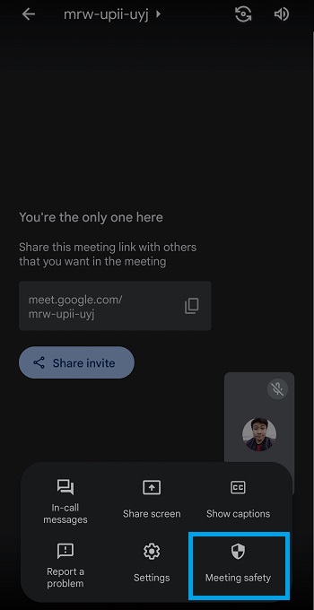 google meet meeting safety setting on phone