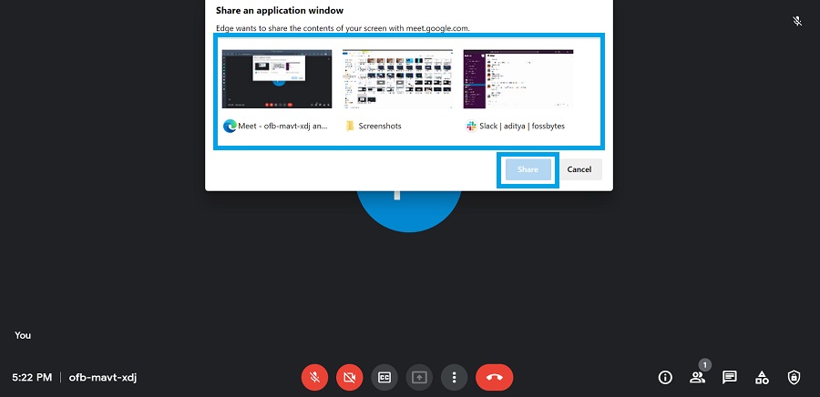 share app window