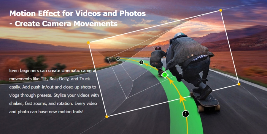 motion effect for photos and videos VideoProc Vlogger