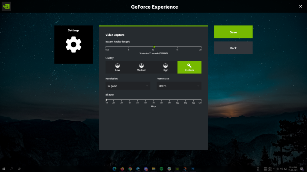 Options D'Enregistrement Nvidia Shadowplay