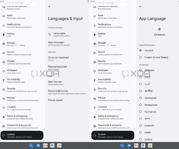 app language android 13