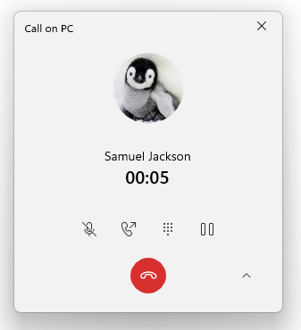 new calls ui Windows 11 