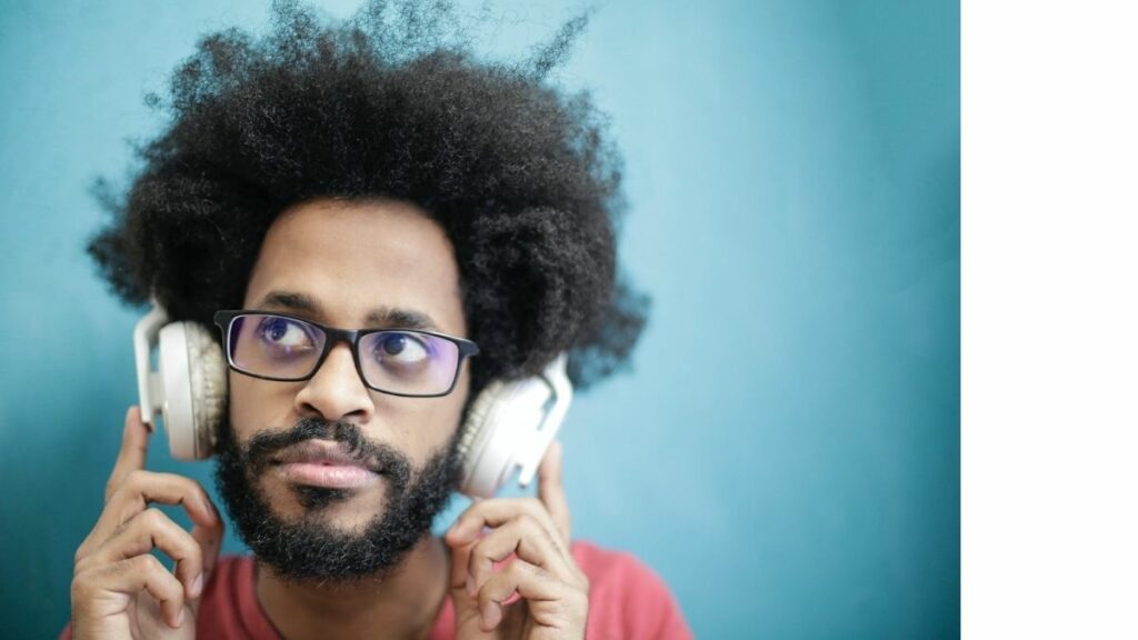 man listening to music