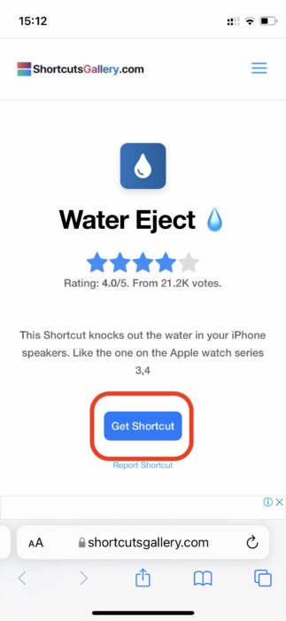 1. Use water eject shortcut on iPhone